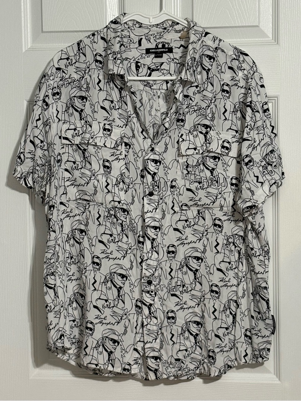 Karl Lagerfeld Men’s White Short-Sleeve Graphic Shirt - XL